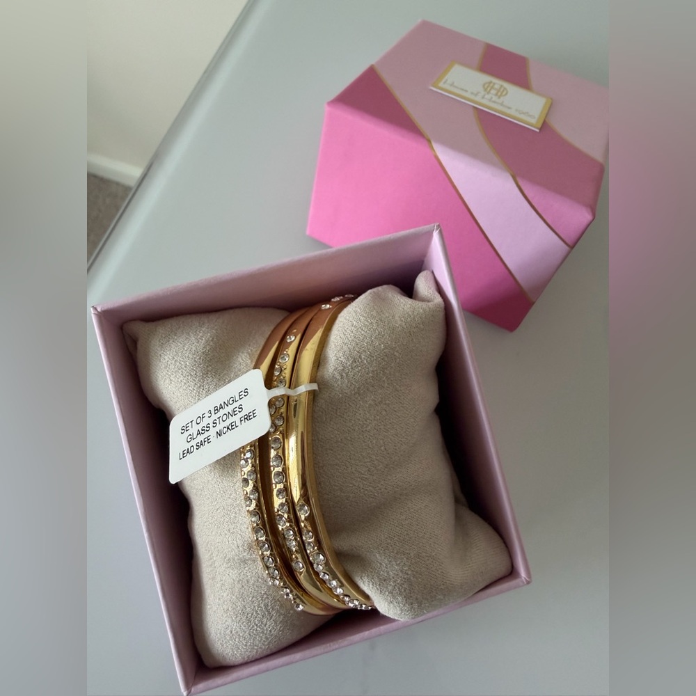 House of Harlow 1960 Gold Crystal-Accent Bangle Bracelet Set
